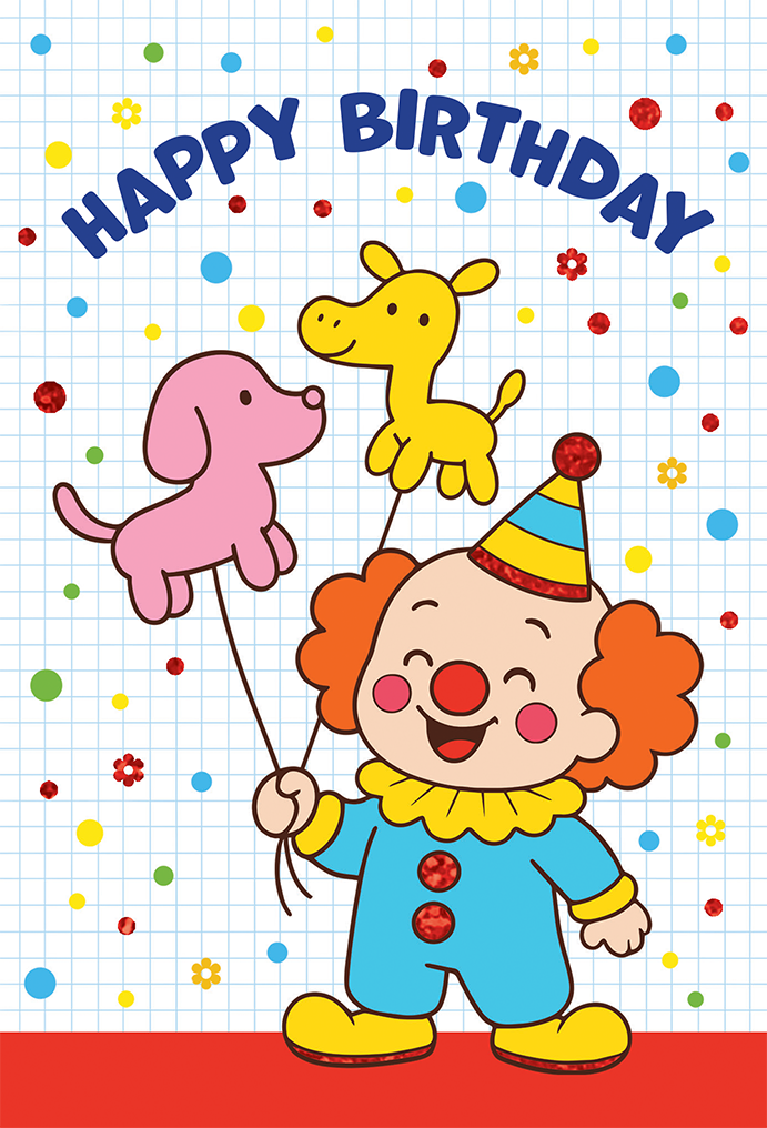 Tiny Clown Birthday Card